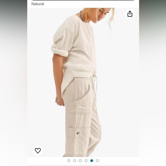 NWT- Free People- Feelin Good Linen Utility Pant- Sz XL- Natural/Oat- TWF - Picture 6 of 16
